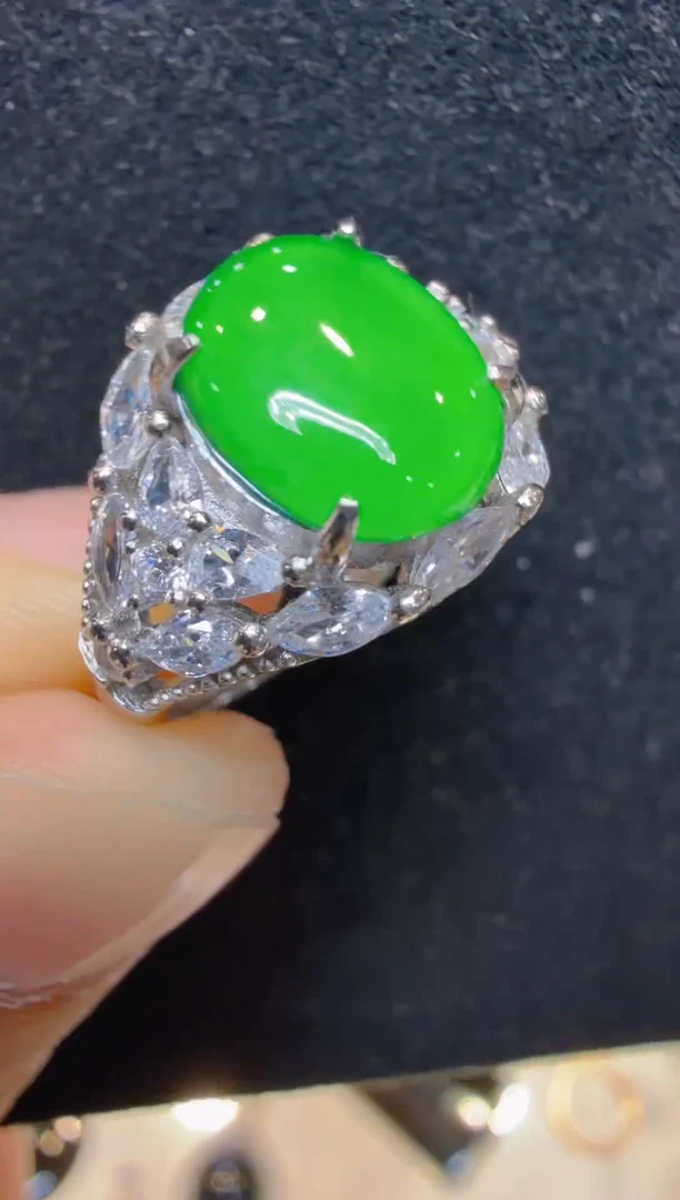 银S925镶嵌戒指翡翠多样性团购发一件