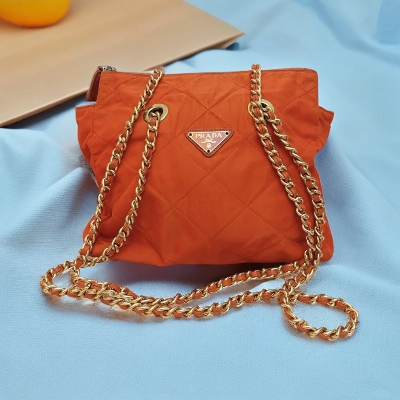 95新 Prada/普拉达   橙色降落伞布单肩包  1476 4065
