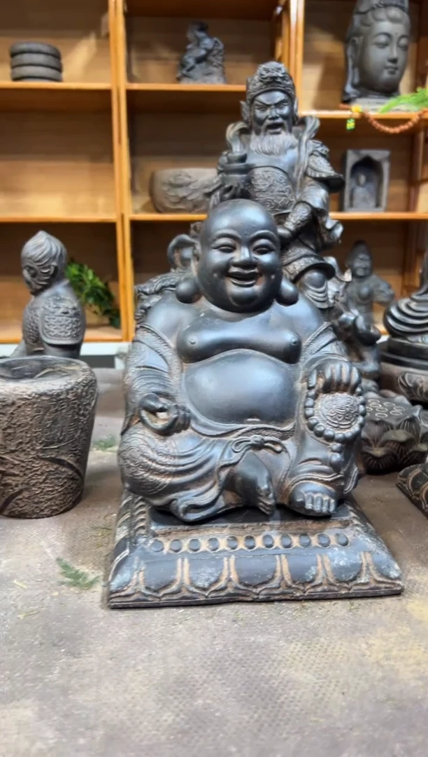 陶土【火山泥】大肚佛+莲花底座