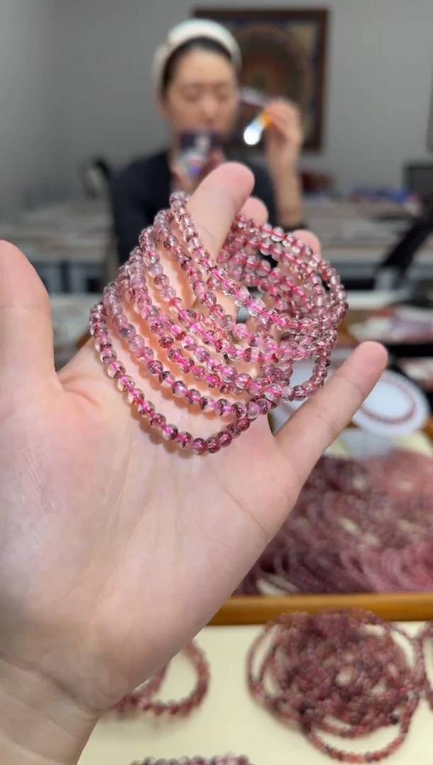 未镶嵌手串水晶聚宝盆金草莓 多样性发一