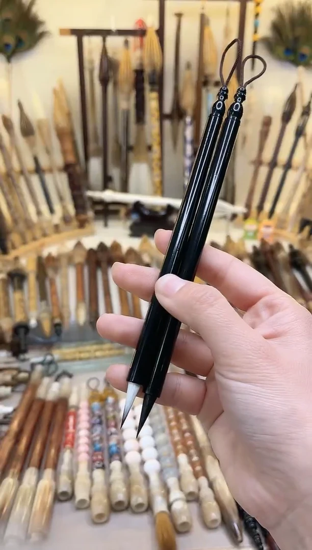 【清水试笔，拒绝蘸墨】墨琳笔庄毛笔2支黑牛角