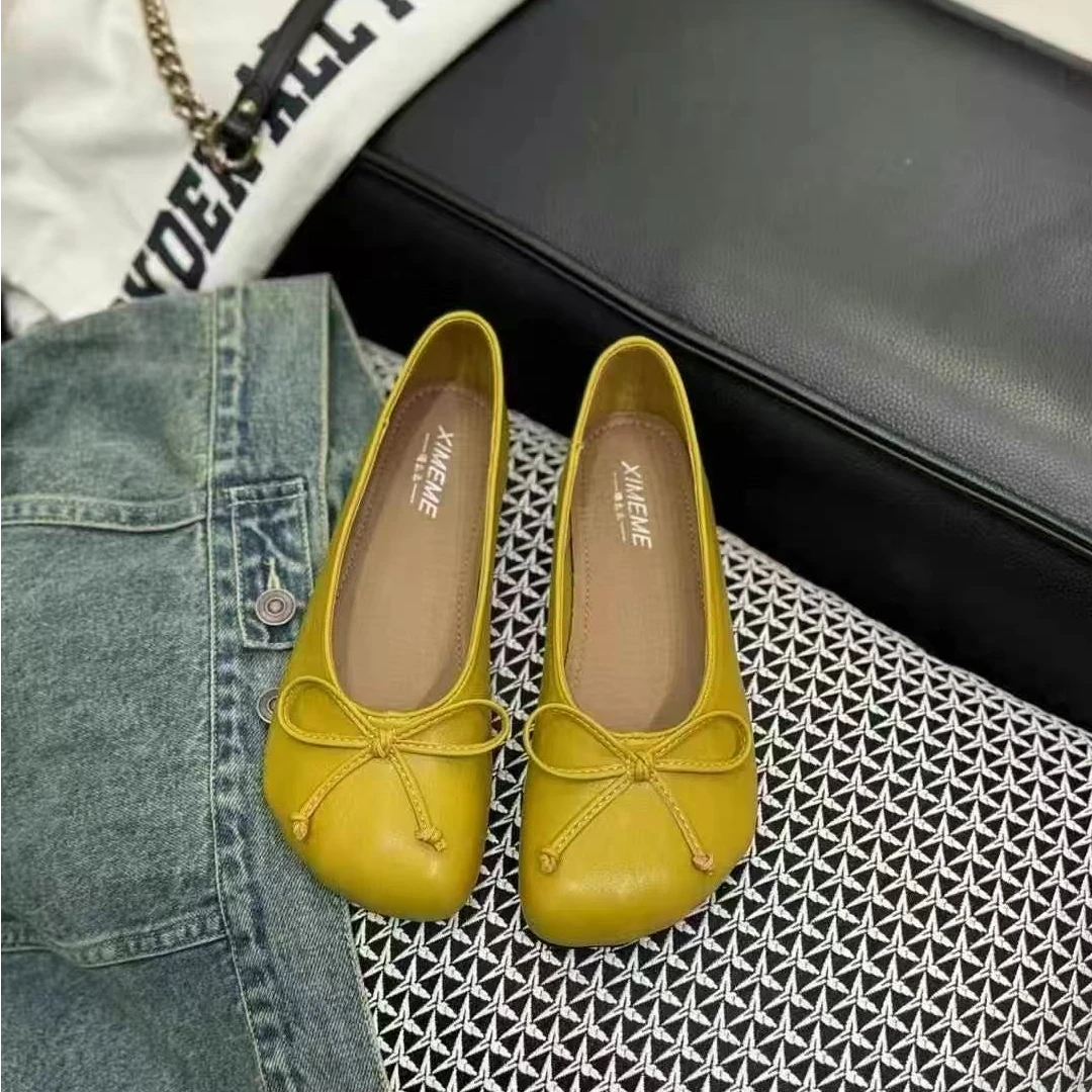 放心冲~小众设计日系可爱蝴蝶结平底浅口 鞋奶奶鞋芭蕾舞鞋3691-1