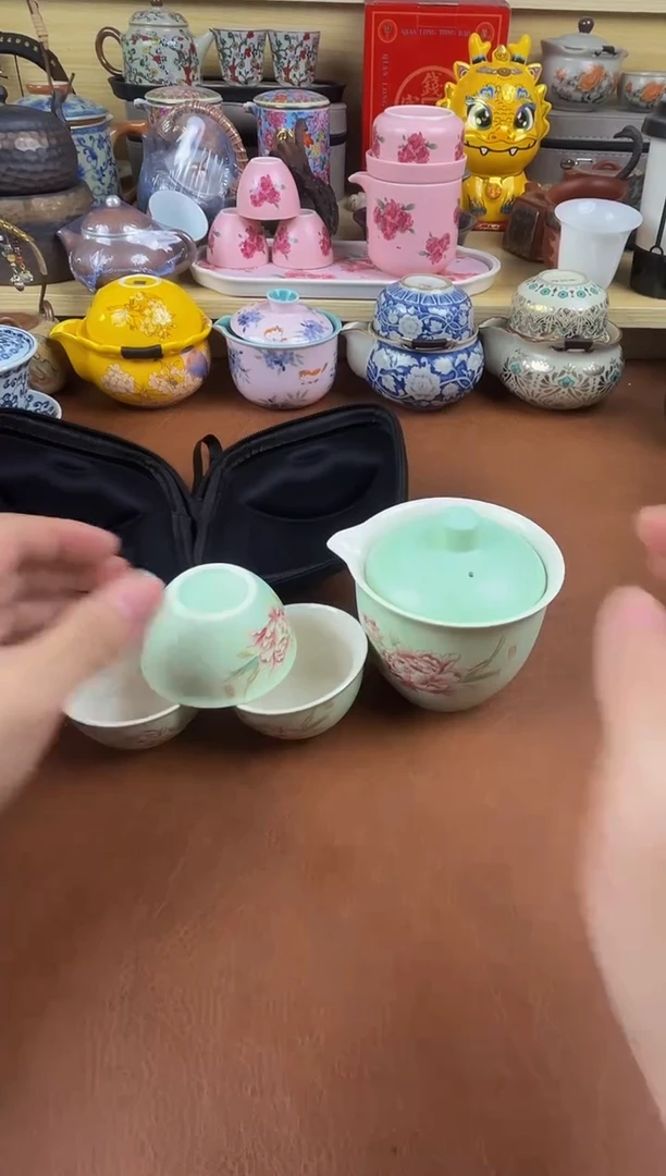 陶瓷茶具摆件旅行套组