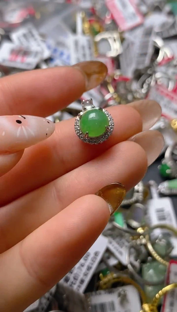 银S925镶嵌戒指翡翠百内无证书