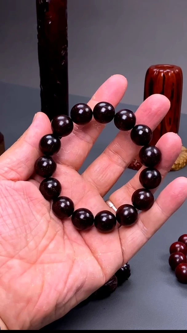 小叶紫檀印度小叶紫檀 满金星15mm手串