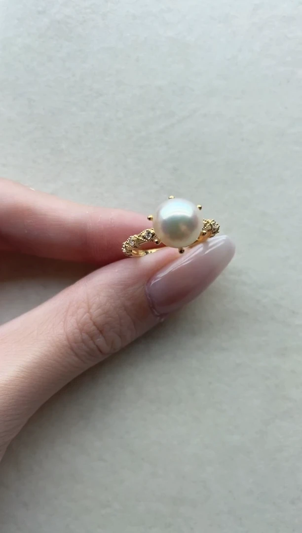 银S925镶嵌海水珍珠戒指85