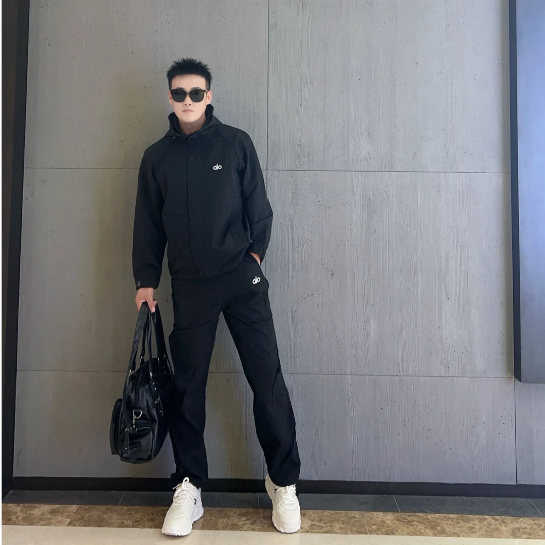 秋季新款连帽休闲运动套装男韩版舒适宽松帅气百搭外套长裤两件套