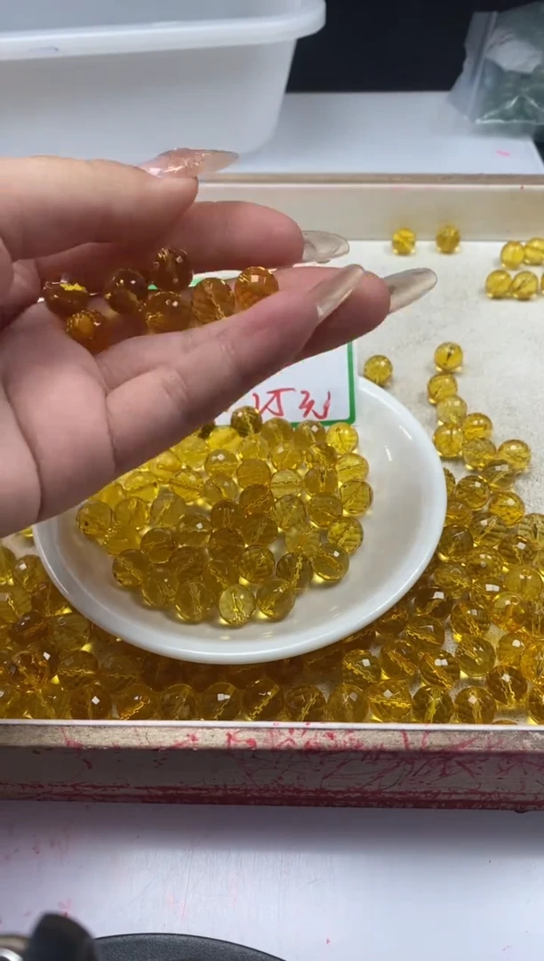 【闪购商品】水晶颈饰未镶嵌w123黄水晶切面10mm*10颗