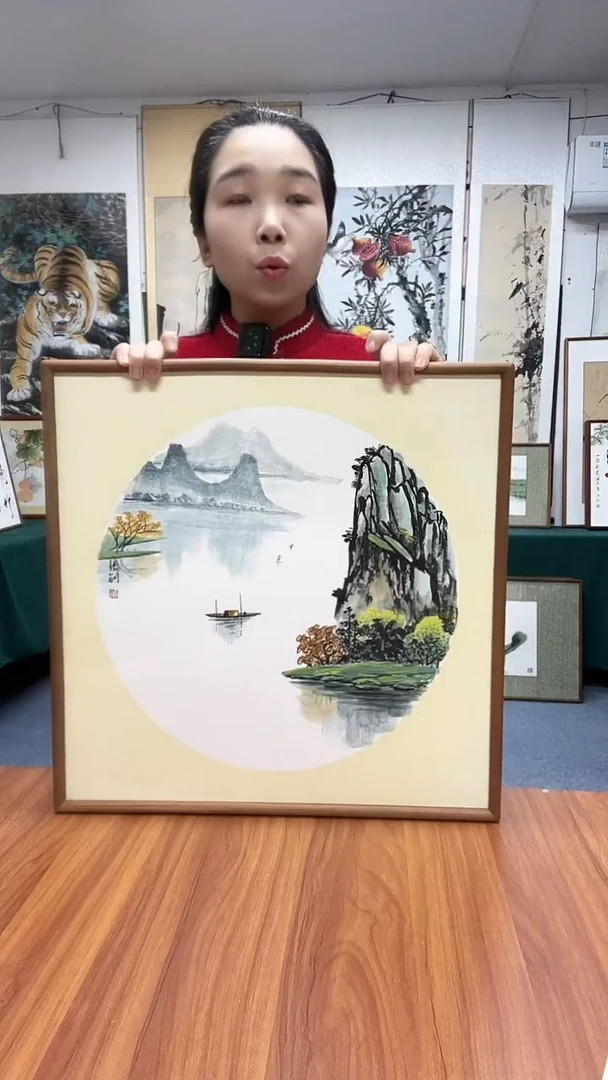 国画52*52实木画框顺丰包邮手绘