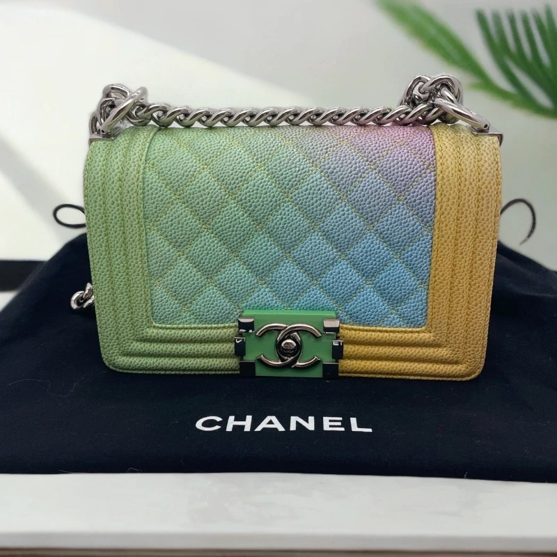 95新 Chanel/香奈儿 限量彩虹渐变micro leboy 玛卡龙冰淇淋配色