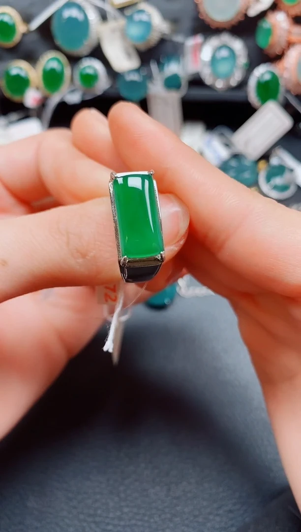 银S925镶嵌戒指翡翠翡翠