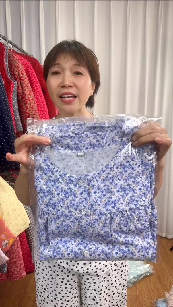 L短袖中裤白色青花