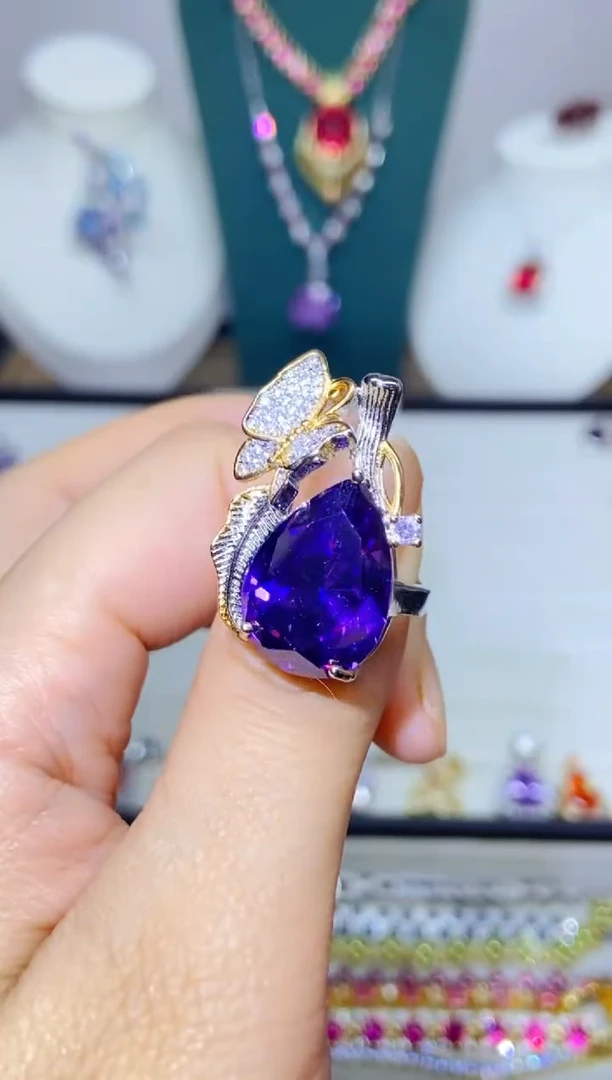 银S925镶嵌戒指烟晶18