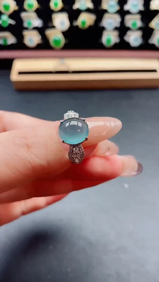 银S925镶嵌戒指翡翠1