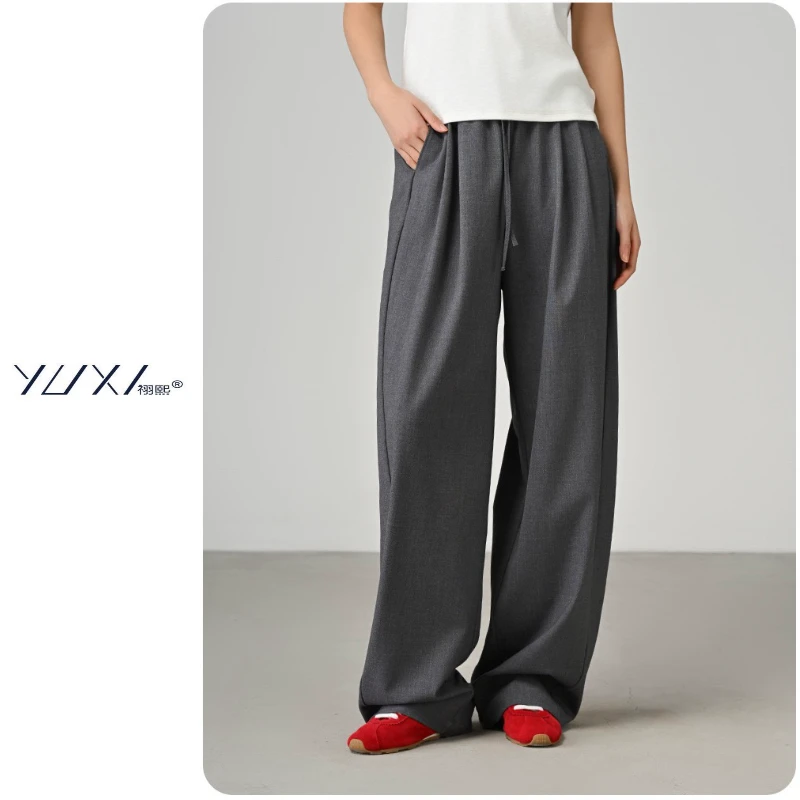 都市松弛感TR休闲西裤春夏垂感松紧腰极简镰刀裤烟袋裤