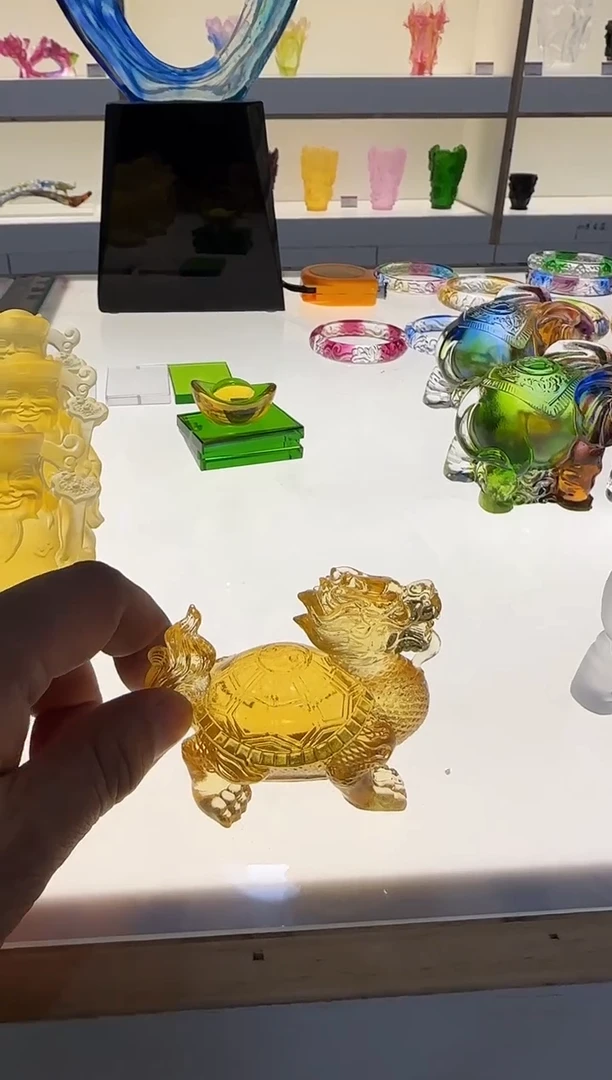 手工艺品琉璃金色龙龟