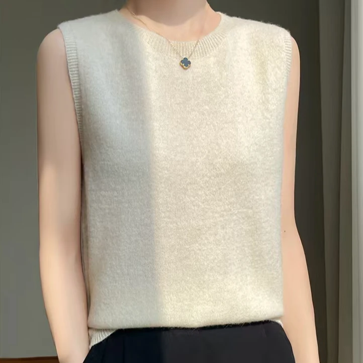 新款女装吊带内搭白色背心无袖上衣宽松针织马甲打底衫坎肩春秋款