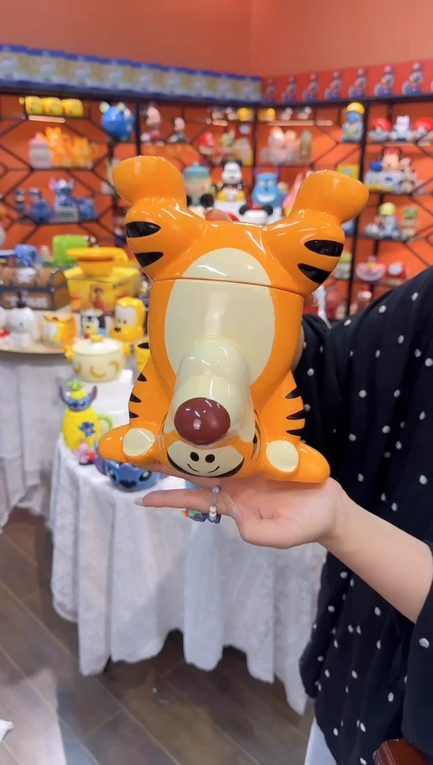 瓷片@@小老虎陶瓷饼干罐