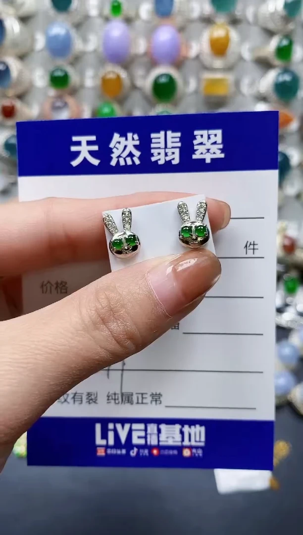 【闪购商品】翡翠耳饰银S925镶嵌0597