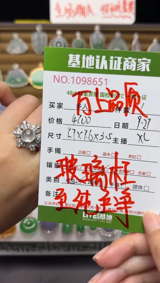 银S925镶嵌戒指翡翠多人
