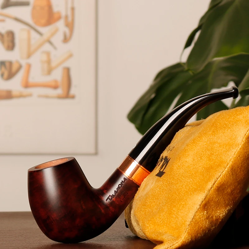 意大利塔拉莫纳 哑光面经典弯斗 小巧 9转3毫米  石楠木烟斗