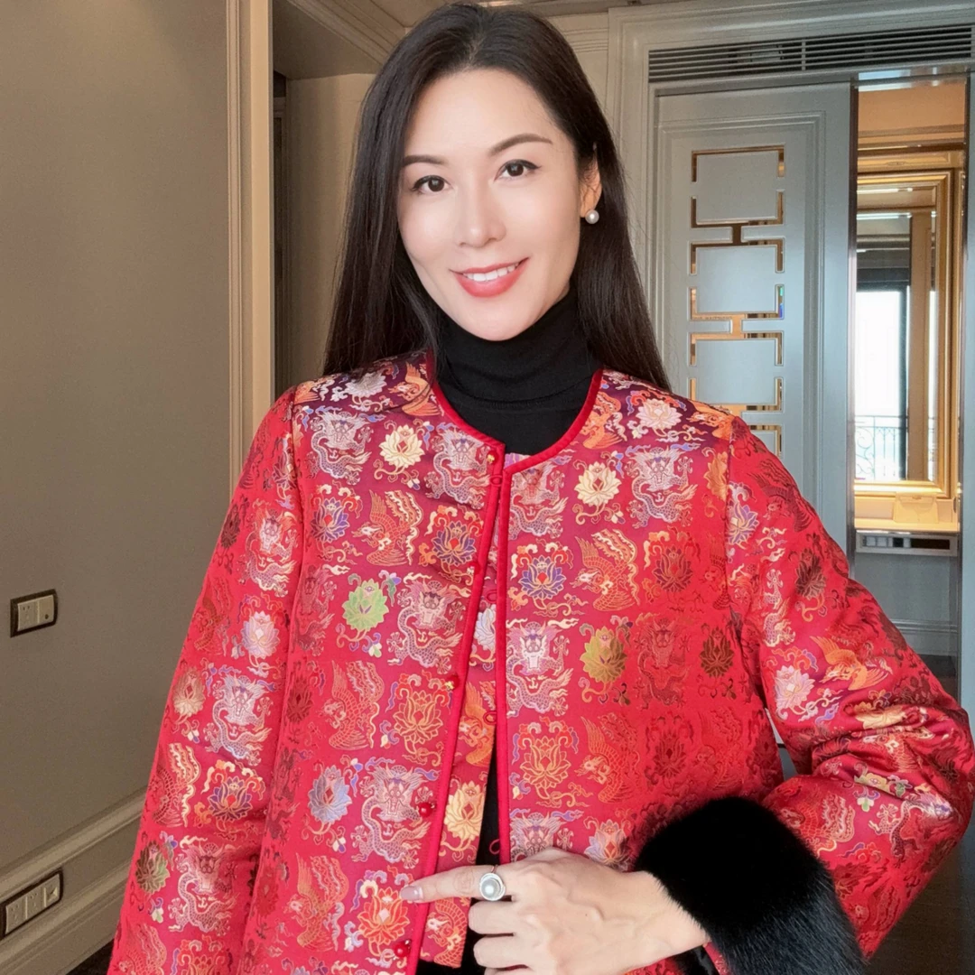 【上久楷龙凤穿莲】高定水貂宋锦外套CD2167719