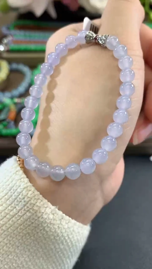 未镶嵌手串翡翠d95  紫货有色差多样性一件发货