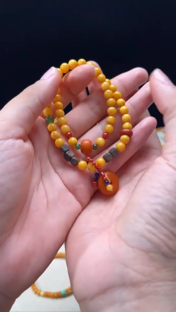 未镶嵌蜜蜡手链双圈