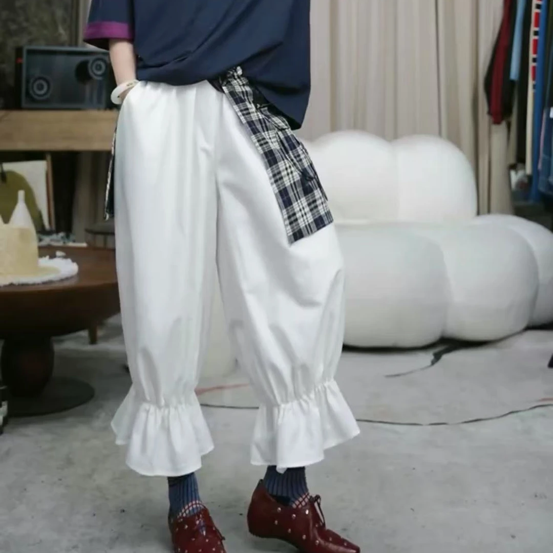 infobyfive福利春季新款百搭宽松气质八分裤花菜裤NF0503012