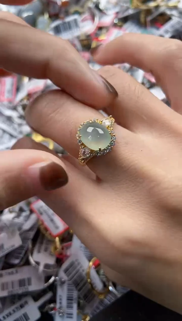 翡翠戒指银S925镶嵌6666----3