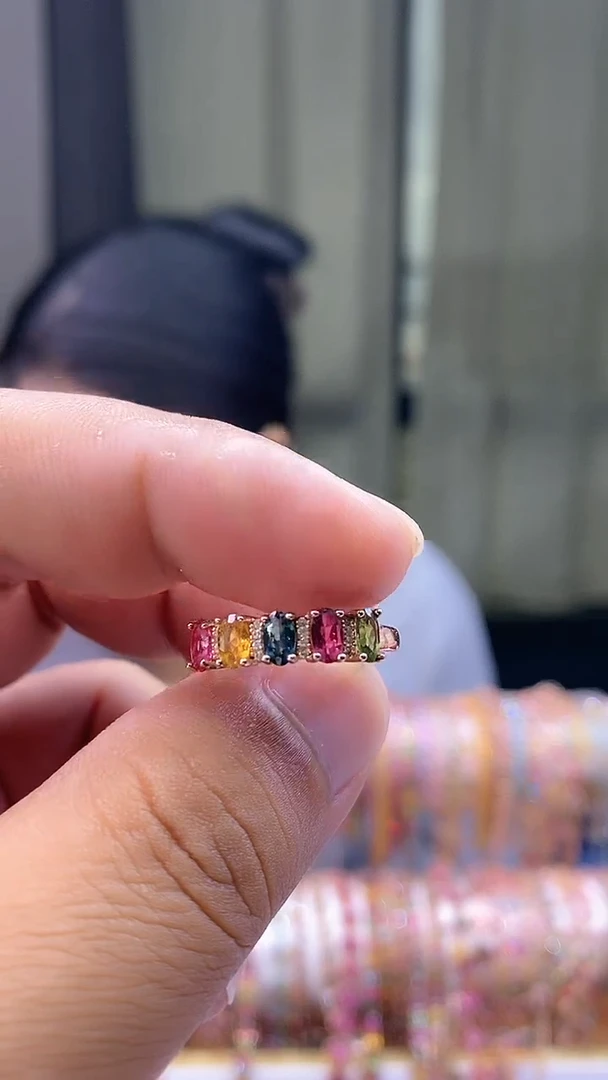 戒指银S925镶嵌碧玺35345354354345