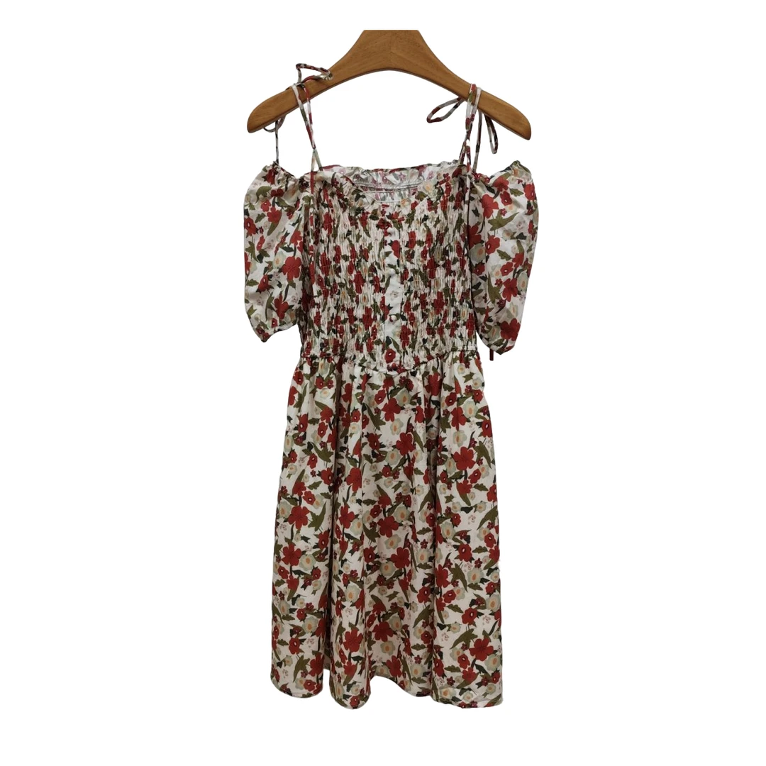 YITONG/倚桐2025夏季时尚气质露肩吊带方领碎花连衣裙（L5462249）