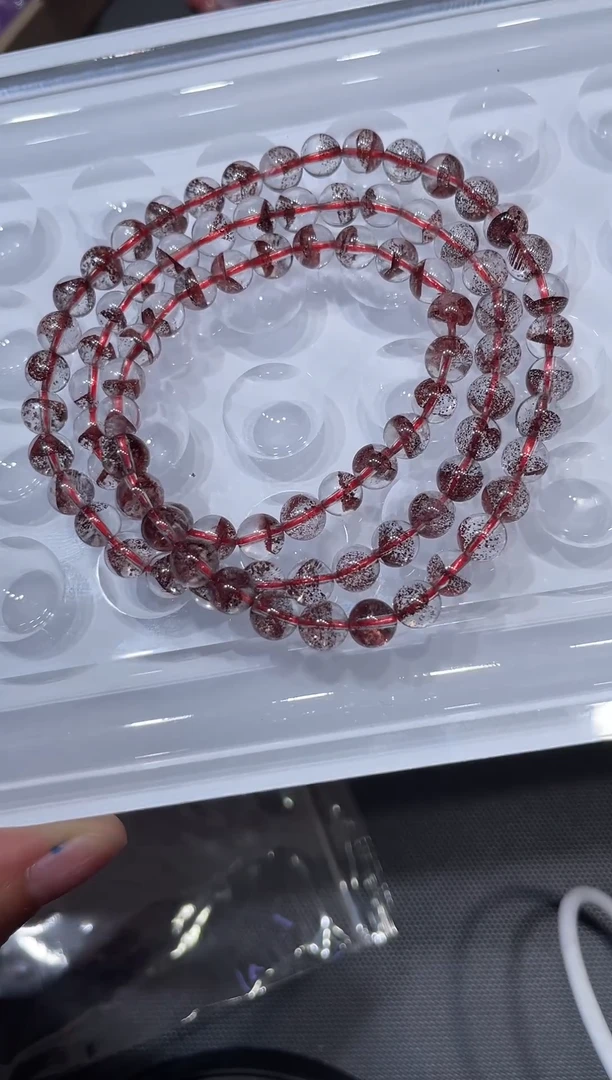 未镶嵌手链水晶红幽灵手多圈手链6mm