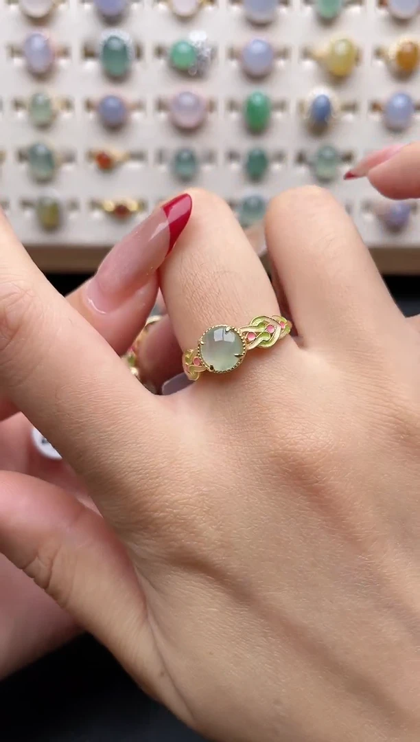 【闪购商品】翡翠戒指银S925镶嵌一物一证一礼盒