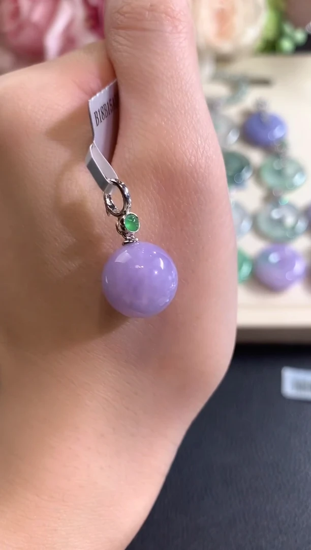 吊坠(不含链)18K金镶嵌翡翠冬日珠宝多样性发货一件Q39紫货有色差