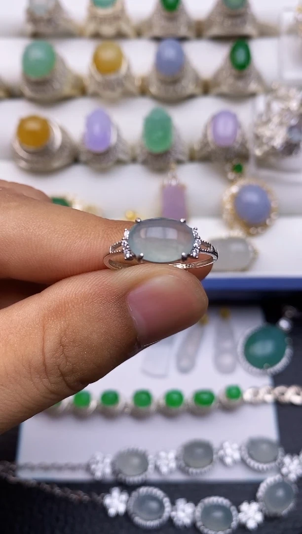 翡翠戒指银S925镶嵌/0015