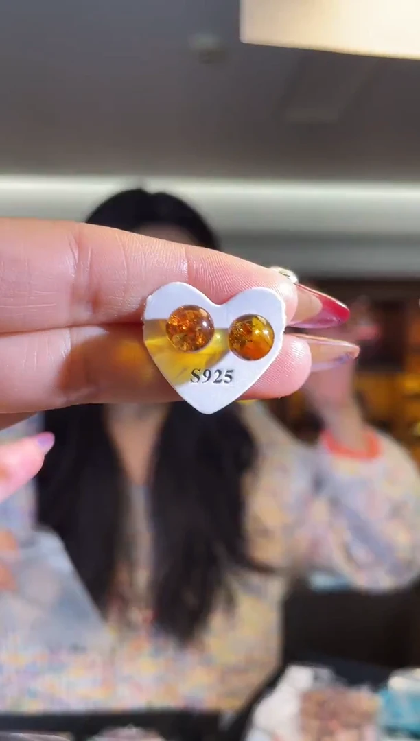 琥珀（花珀）未镶嵌耳饰（多样性发一件）