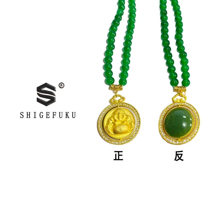 【香港SHIGEFUKU】珠珠链双面可旋转佛公项链