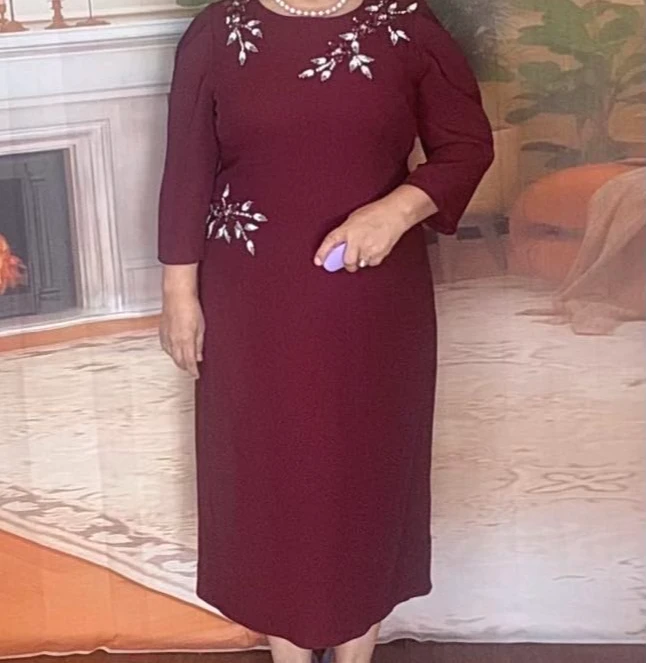 中长裙绣花圆领口袋拉链H型礼服加厚显瘦气质设计师