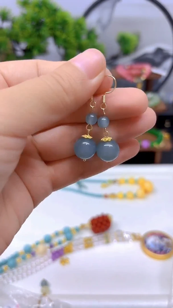 翡翠14K金镶嵌耳饰E779