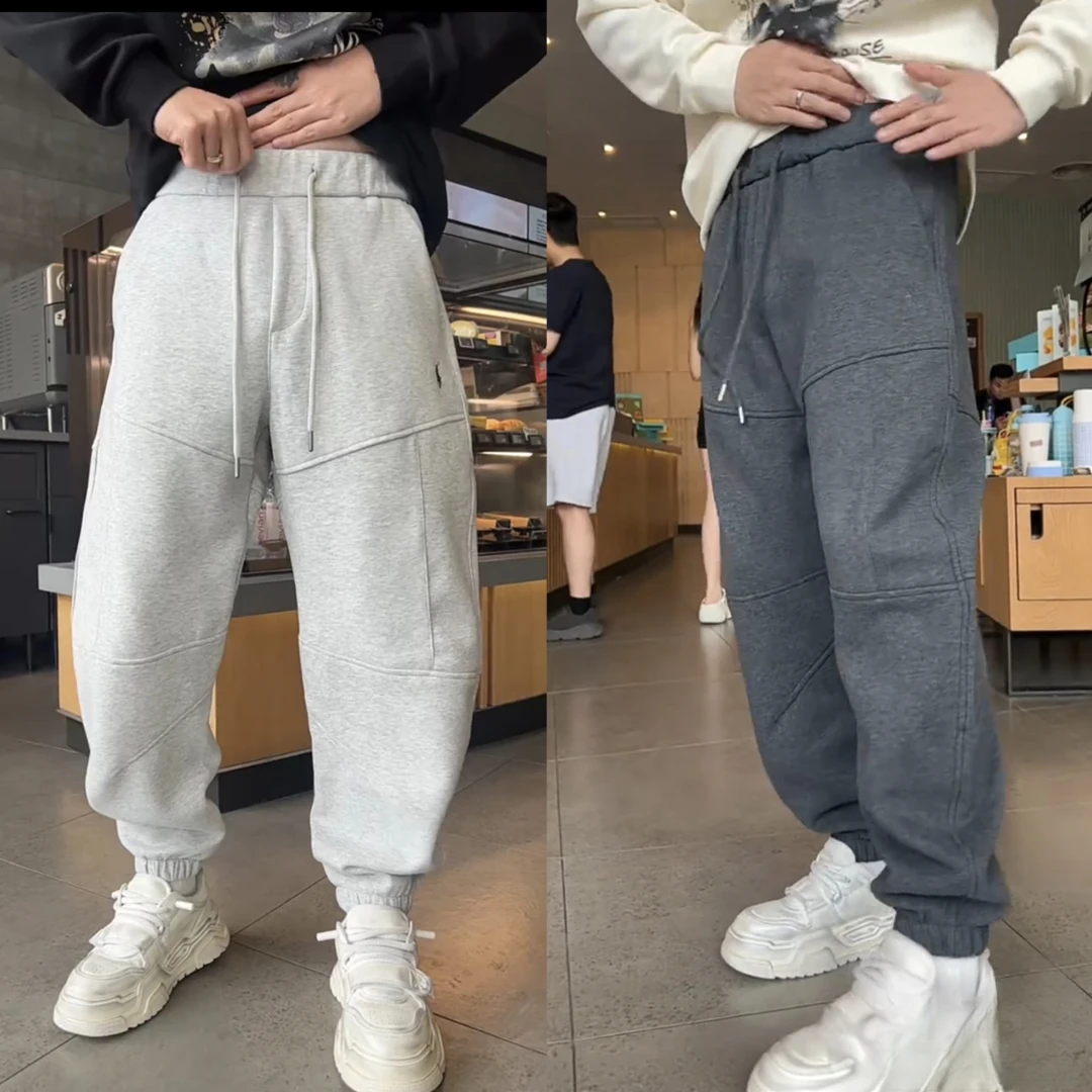 秋季新款高级感松紧腰纯色束脚裤男士潮牌显瘦时尚运动弯刀休闲裤