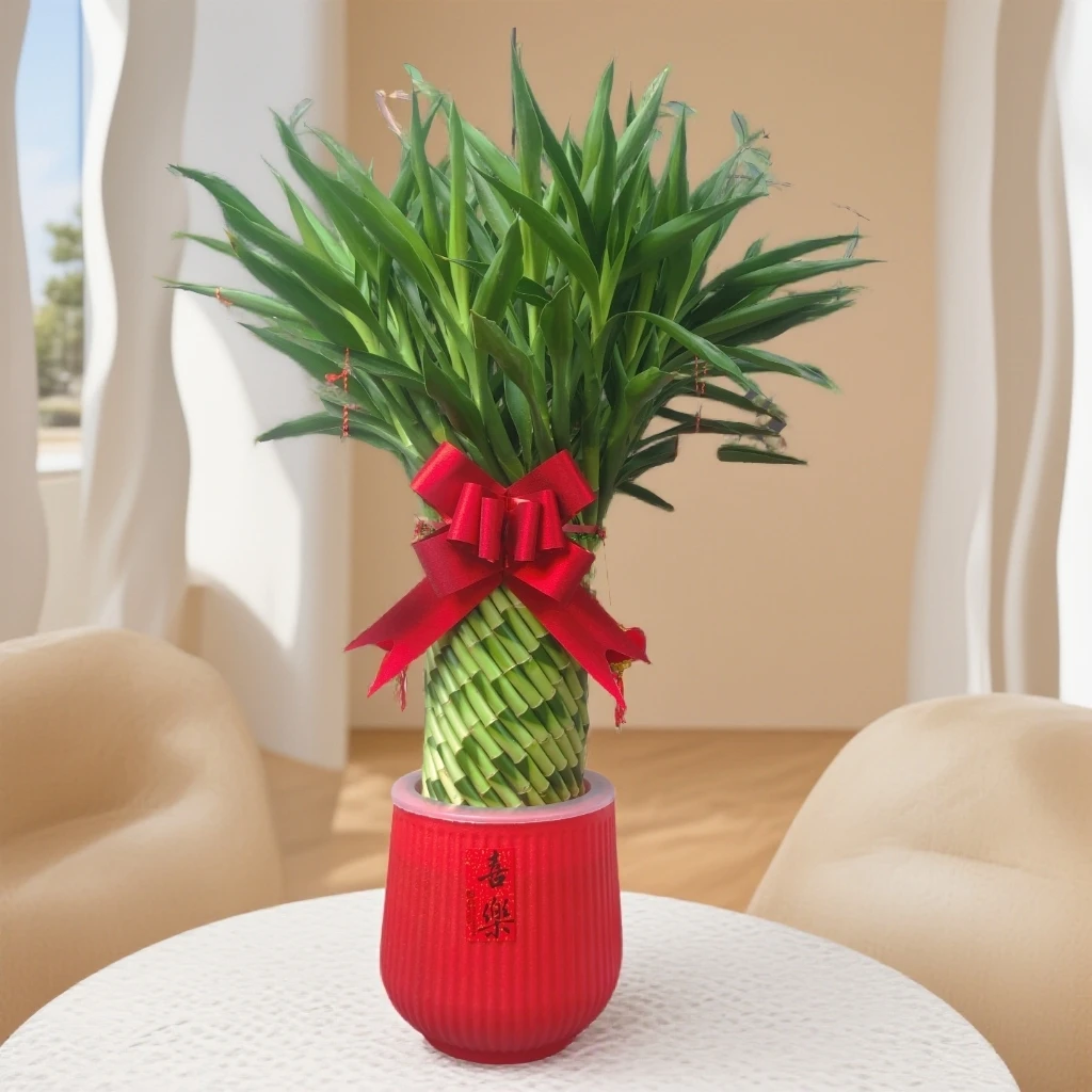 （大号）编织高端手工编织招财竹适合送礼乔迁办公室玄关收银台盆栽