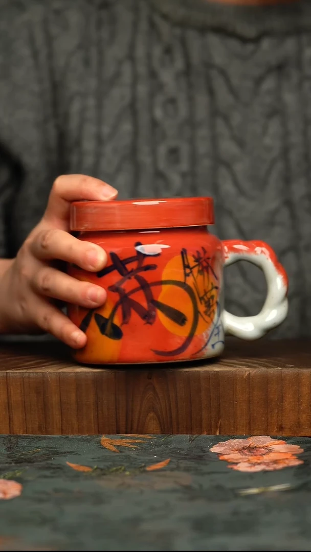 杯釉下彩手工手绘同款陶器
