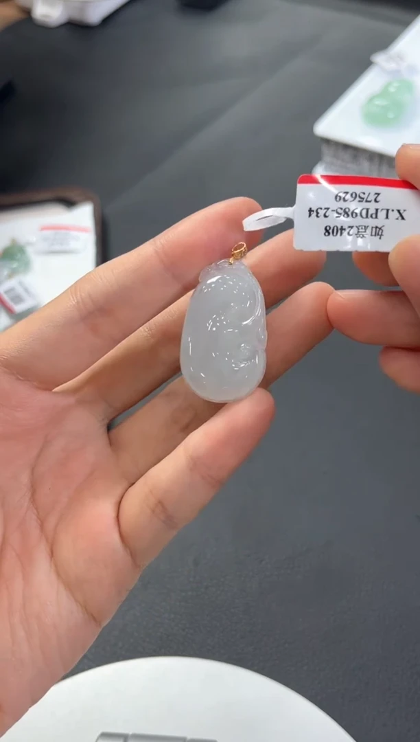 【闪购商品】翡翠挂件18K金镶嵌如意发一件YQYA04