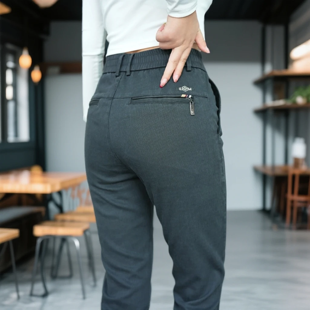 秋冬季高端休闲裤男士修身直筒2025新款百搭潮牌商务弹力长裤子男