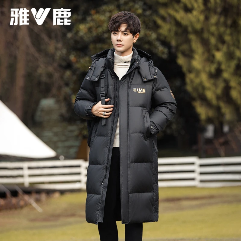 雅鹿男装羽绒服男长款2025冬季新款加厚过膝时尚潮流保暖帅气外套