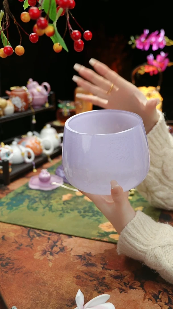 【闪购商品】紫色水晶玻璃茶渣缸建水