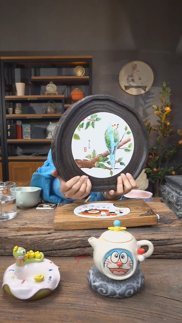 【闪购商品】摆件手工釉上彩茶盘