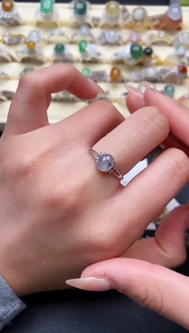 【闪购商品】翡翠戒指银S925镶嵌2222222+6