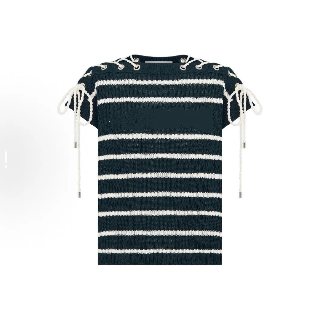 F007~神雕侠侣~条纹针织T恤带绳子